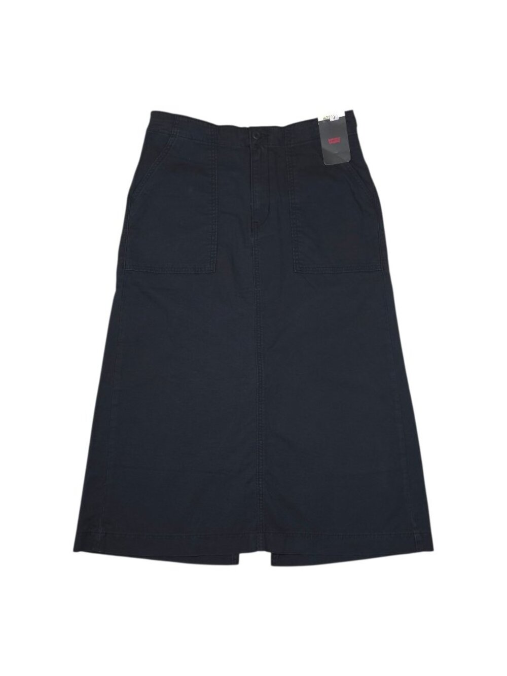 Levis Premium 32" Length Denim Skirt Black Cotton Stretch W28 Back Slit